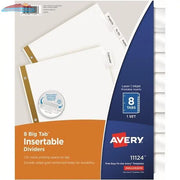 11124 BIG TAB INSERTABLE DIVIDERS 8 TAB 1 SET CLEAR Avery