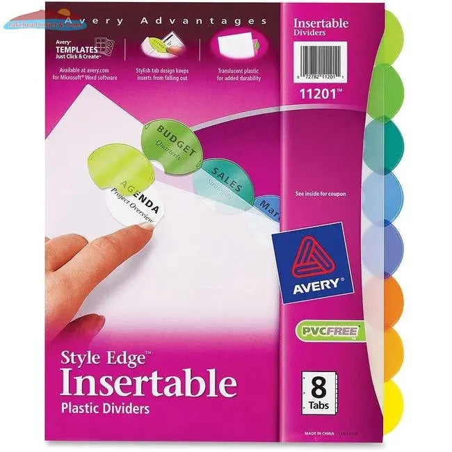 11201 STYLE EDGE PLASTIC INSERTABLE DIVIDERS 8 TABS PER SET Avery