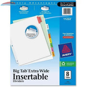 11222 BIG TAB INSERTABLE DIVIDERS 8 TAB 1 SET EXTRA WIDE Avery