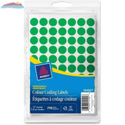 14102 COLOR CODING LABELS  1/2" ROUND REMOVABLE GREEN 7 Avery