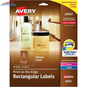 22822 GLOSSY CLEAR RECTANGULAR LABELS 2" X 3" 10 SHTS/ENV. Avery