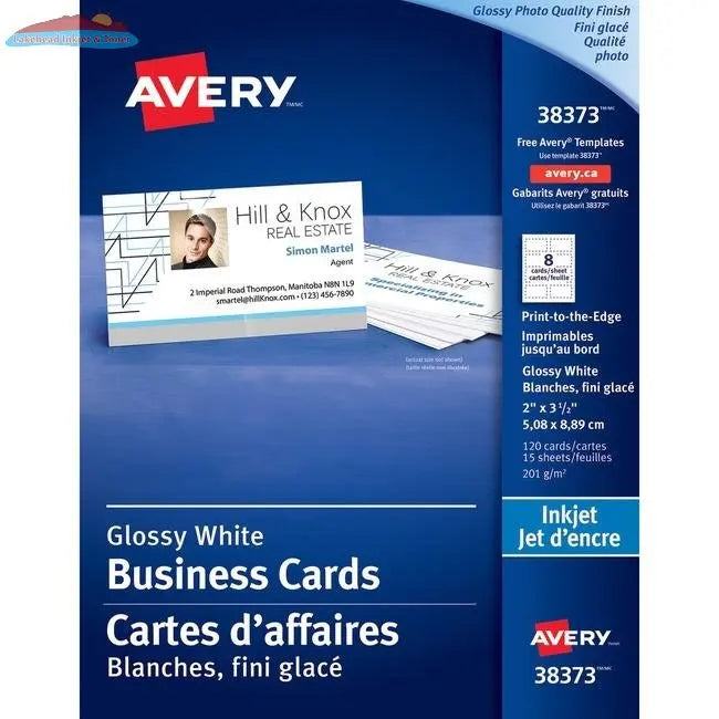 38373 PERFORATED BUSINESS CARDS GLOSSY PHOTO QUALITY 2" X Avery
