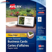 38873 CLEAN EDGE BUSINESS CARDS LINEN 2" X 3 1/2" 20 SHEE Avery