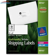 48163 ECO WHITE MAILING LABEL PERMANENT  2" X 4" 100 SHEE Avery