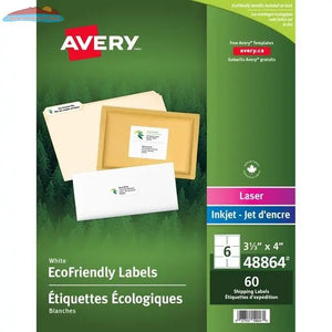 48864 ECO WHITE MAILING LABEL, PERMANENT, 3 1/3" X 4",  10 S Avery