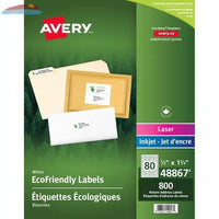 48867 ECO WHITE MAILING LABEL PERMANENT  1/2" X 1 3/4" 10 Avery
