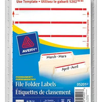 5201 FILING LABELS 3 1/2" X  5/8"   SHEETS PERMANENT RED Avery