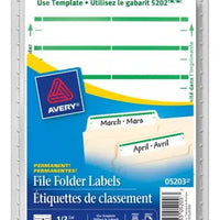5203 FILING LABELS 3 1/2" X  5/8"  SHEETS PERMANENT GREE Avery