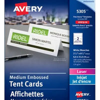 5305 OFFICE TENT CARDS WHITE 2 1/2" X 8 1/2" 50 SHEETS/BO Avery