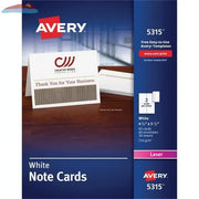 5315 OFFICE NOTE CARDS, WHITE, 5 1/2" X 4 1/4", 30 SHEETS/BO Avery