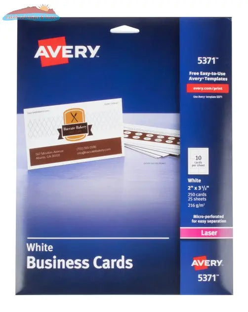 5371 PERFORATED BUSINESS CARDS WHITE 2" X 3 1/2" 25 SHEET Avery