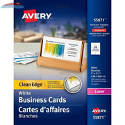 55871 CLEAN EDGE BUSINESS CARDS WHITE 2" X 3 1/2" 20 SHEE Avery