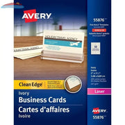 55876 CLEAN EDGE BUSINESS CARDS, IVORY, 2" X 3 1/2", 20 SHEE Avery