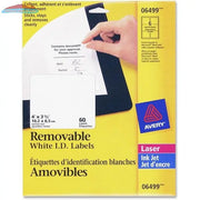 6499 I.D. LABELS 4" X 3 1/3" REMOVABLE 10 SHEETS/ENV. 60 Avery