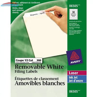 6505 FILING LABELS 37/16" X 2/3" REMOVABLE WHITE 10 SHE Avery