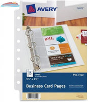 76025 5 1/2" X 8 1/2" BUSINESS CARD PAGE 5/PK 7 HOLE Avery