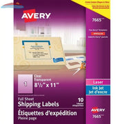 7665 CLEAR 8 1/2" X 11" PERMANENT 10 SHEETS/ENV. 10 LABEL Avery
