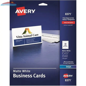 8371 PERFORATED BUSINESS CARDS WHITE 2" X 3 1/2" 25 SHEET Avery