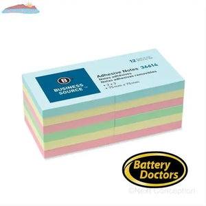 ADHESIVE NOTES, 3" X 3", ASSORTED, REPOSITIONABLE, 12/PK Office
