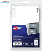 Avery Print or Write ID Label 2" x 3" Removable, White, 75 / pkg Avery