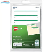 Avery Printer or Write Filing Labels 3 1/2" x 5/8", Permanent, White w Green Bar, 70 / pkg Avery