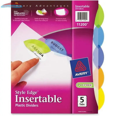 Avery® Avery Plastic Binder Dividers, Insertable Multicolor Style Edge 5-tabs (AVE11200) Avery