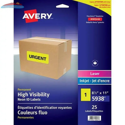 Avery® High Visibility Neon ID Labels (AVE05938) Avery