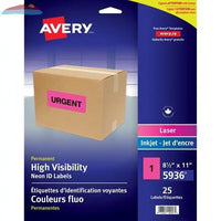 Avery&reg; High-Visibility Shipping Labels, Permanent Adhesive, Neon Magenta, 8-1/2" x 11" , 100 Labels (5936) (AVE05936) Avery