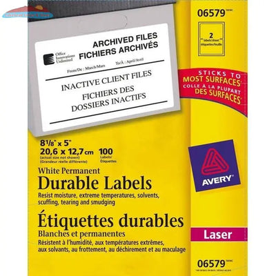 Avery® Permanent Durable ID Labels, TrueBlock(R), 5