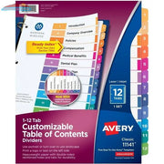 Avery&reg; Ready Index 12 Tab Dividers, Customizable TOC, 1 Set (11141) (AVE11141) Avery