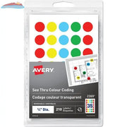 Hand Write 3/4" Round, Removable See Thru Dots, Assorted Colours, 210 / pkg Avery