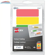 Print or Write Colour Coding Label 1" x 3" Removable, Assorted Neon Colours 75 / pkg Avery