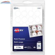 Print or Write ID Label 3/4" Round, Removable, White, 480 / pkg Avery