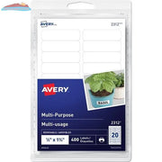 Print or Write ID Labels 1/2" x 1 3/4", Removable, White, 400 / pkg Avery