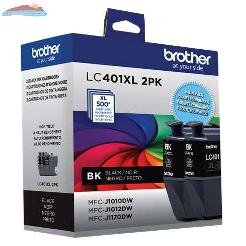 Brother Genuine LC401XL2PKS High-Yield Black Ink Cartridge 2-Pack Brother