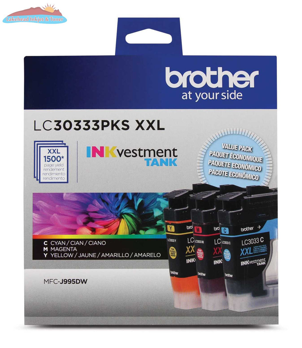 Brother LC30333PKS Genuine Super High-Yield 3-Pack Colour INKvestment Tank Ink Cartridges Brother