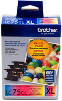Brother LC753PKS 3-Pack of Innobella  Colour Ink Cartridges (1 each of Cyan, Magenta, Yellow), High Yield (XL Series) Brother