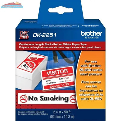 DK2251 Brother BLACK/RED ON WHITE CONTINUOUS LENGTH PAPER TA Brother