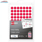 Hand Write Colour Coding Labels 1/2" Round, Removable, Red, 420 / pkg Avery