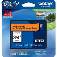 TZEB41 Brother LAMINATED TAPES 18MM - BLACK ON FLUORESCENT Brother