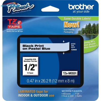 TZEMQ531 Brother TAPE PASTEL BLUE  (MATT LAMINATED) Brother