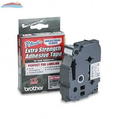 TZeS941 18mm (0.7") Black on Matte Silver Tape with Extra Strength Adhesive 8m (26.2 ft) Brother